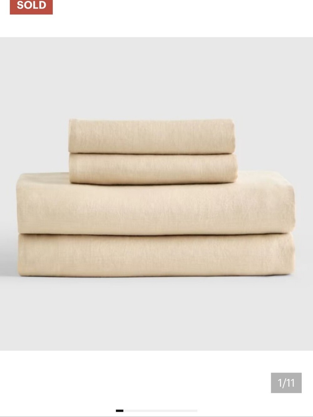 Gently Used QUINCE European Linen Sheet Set King Oat 1 Pillowcase 1 Flat Sheet